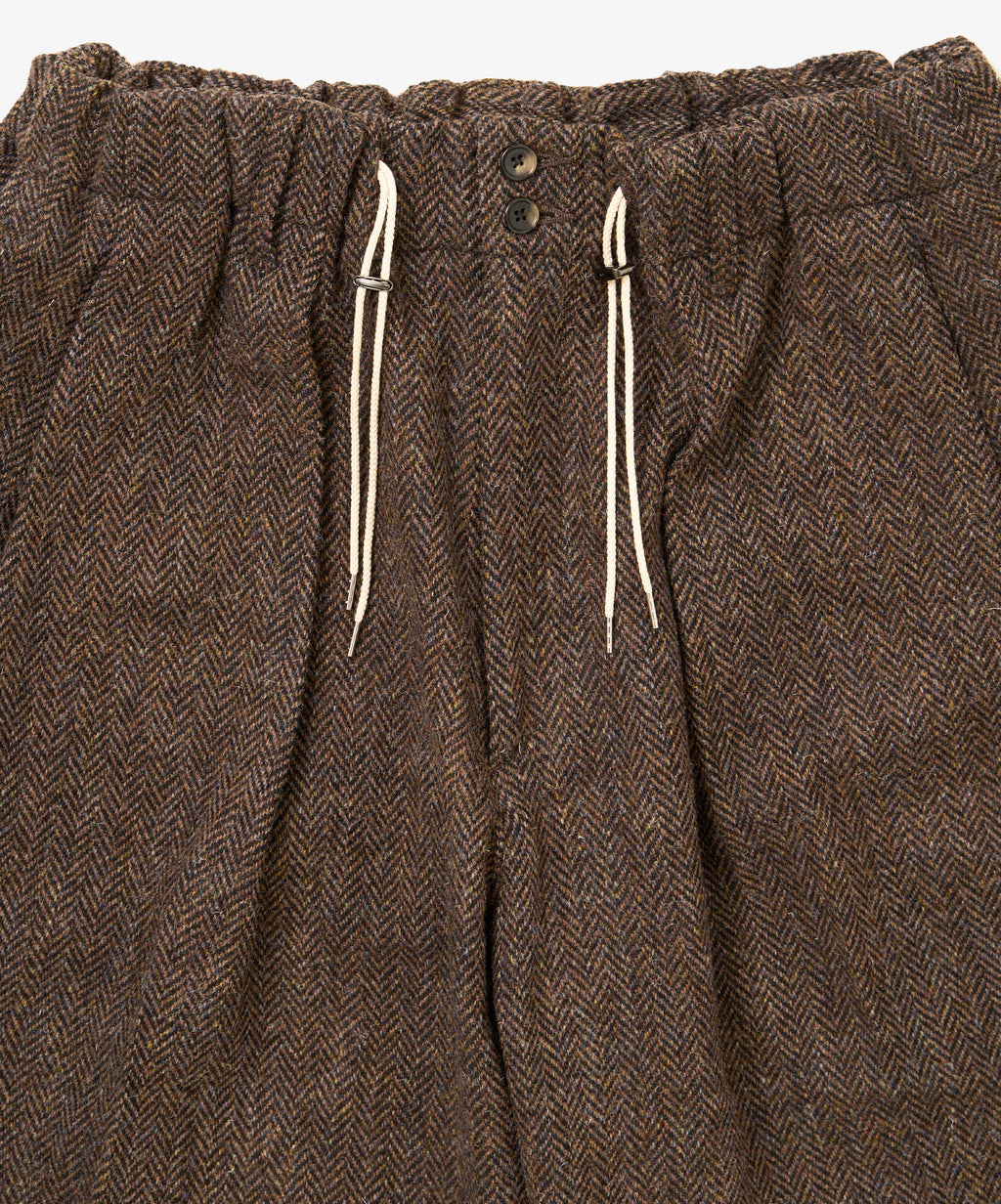 circular short herringbone brown harris tweed