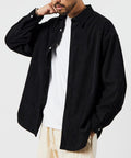 Relax Fit Relaxed Fit Corduroy Regular Collar Shirt [Limited Edition] - Black