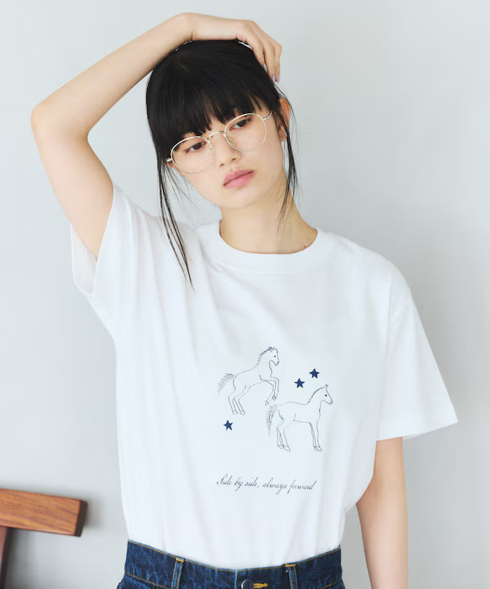 Comfortable Horse Print Crew Neck T-Shirt