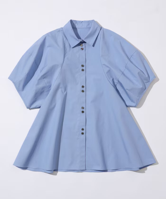Switching Design Balloon Sleeve Shirt / 5-Minute Sleeve Blouse [Limited Edition]