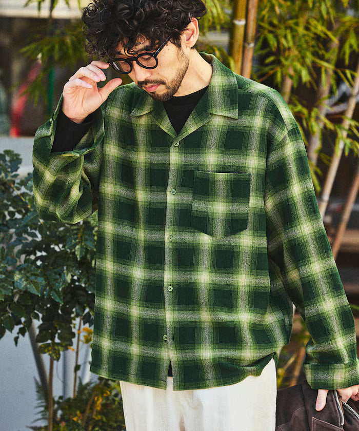 Pre-dyed ombre check sheer shirt relaxed fit