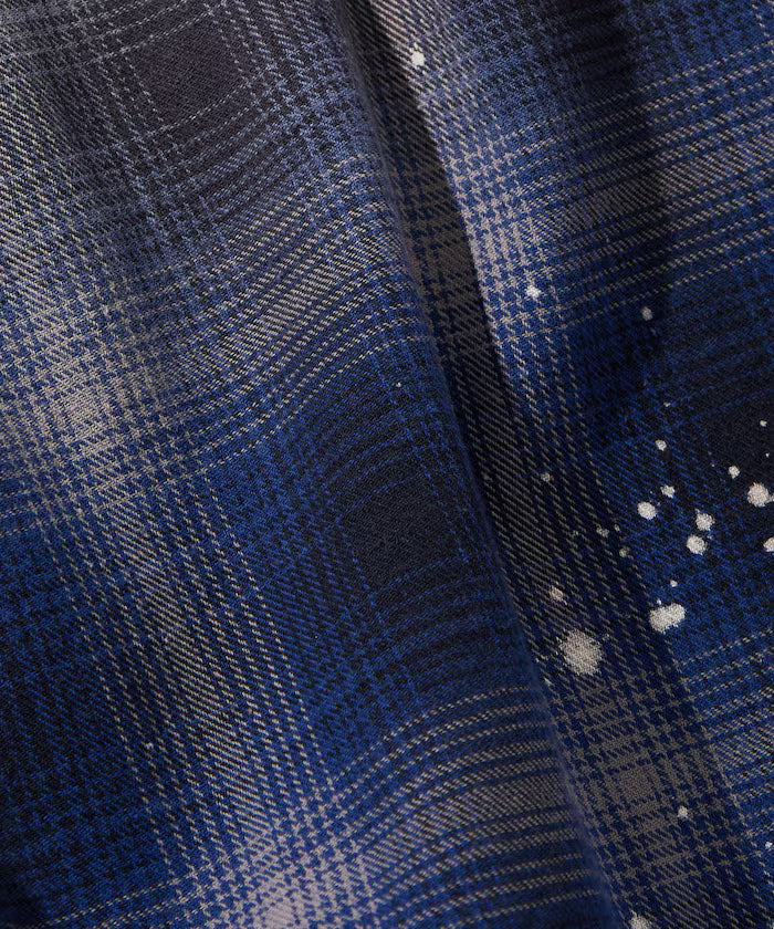 Relax Fit Relaxed Fit Bleached Ombre Check Flannel Shirt [Limited Edition]