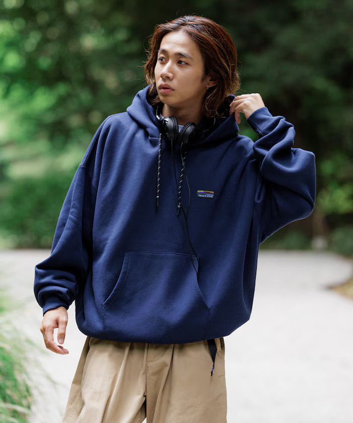 Big silhouette one-point logo pullover hoodie/hem cord/back brushed 【limited edition】
