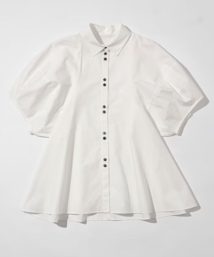 Switching Design Balloon Sleeve Shirt / 5-Minute Sleeve Blouse [Limited Edition]