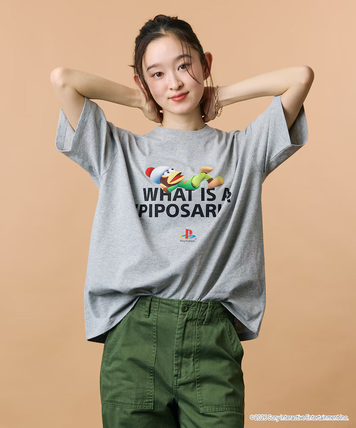 Big Silhouette Crew Neck Print T-shirt/PlayStation Sarugatchi/WHAT IS A PIPOSARU 【Limited Edition】