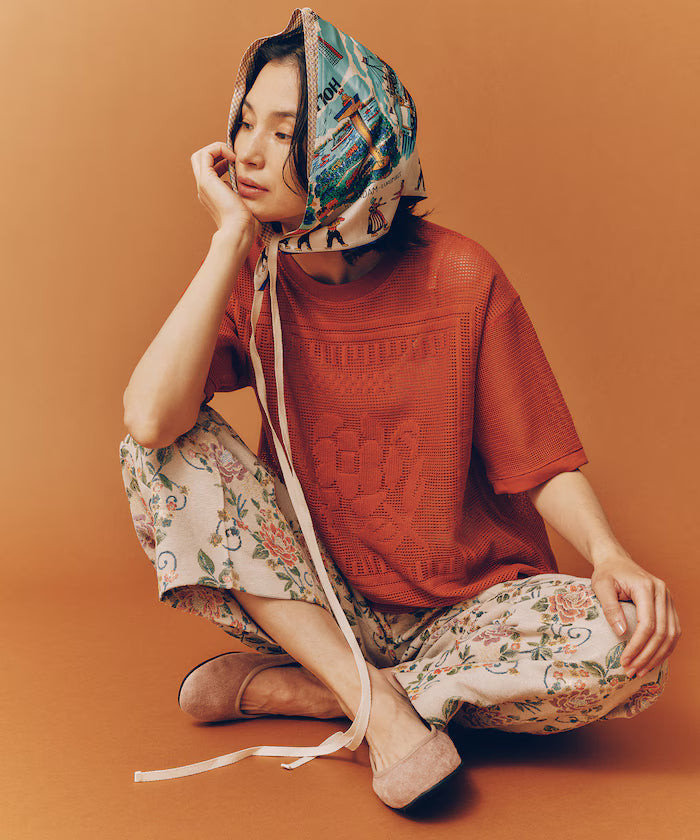 Flower Jacquard Wide Pants