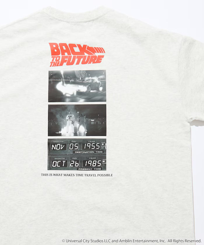 [BACK TO THE FUTURE] Limited Edition Big Silhouette Back Print Crew Neck T-Shirt [Limited Release] - Ash Gray