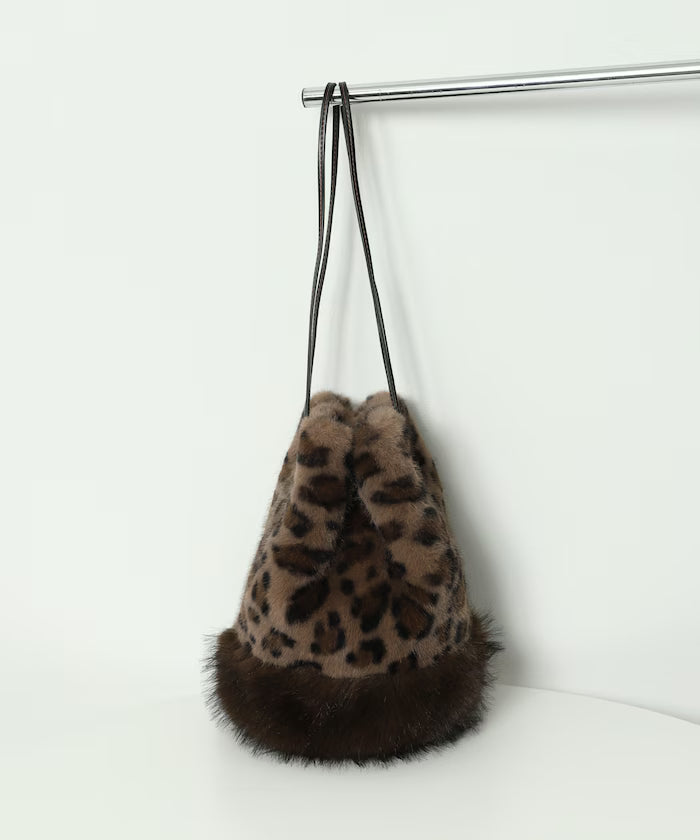 Faux Fur Animal Drawstring Bag
