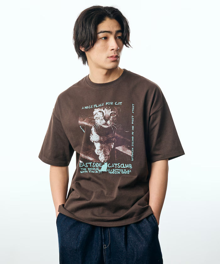 Big Silhouette Back Print Crew Neck T-Shirt / CAT Photo 【Limited Edition】