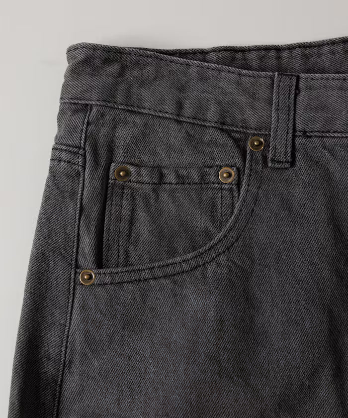 Wide Silhouette Curve Damaged Denim Pants