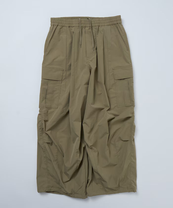 Quick Dry Fabric Wide Silhouette Poly Ripstop Cargo Pants/UV Cut/Quick Dry 【Limited Release】