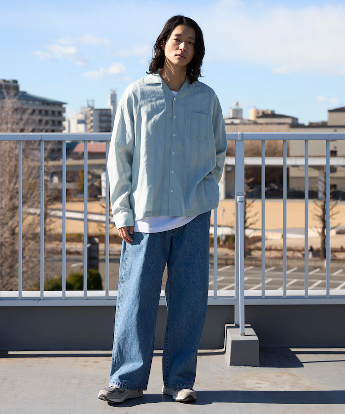 Dobby Woven Long Sleeve Open Collar Shirt / Big Silhouette