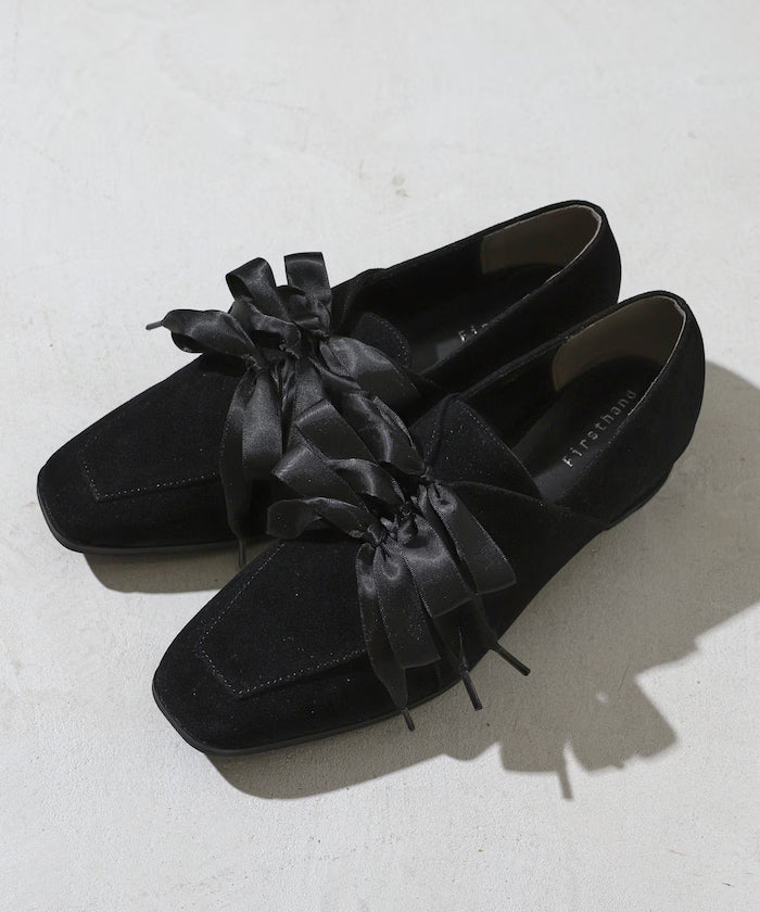 Suede-like Ribbon Lace-up Shoes (Available in sizes 22.5 to 24.5 cm)