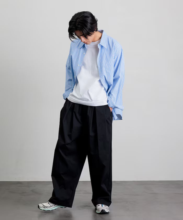 Wide Silhouette Poly chino Tuck Easy Pants 【Limited Release】