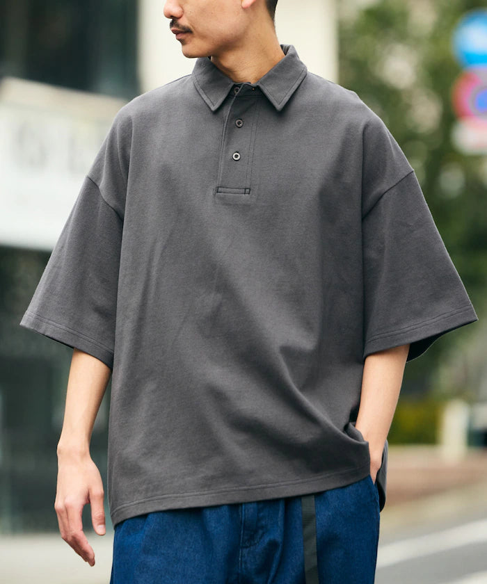 9 oz Heavyweight Big Silhouette heavyweight polo shirt/oversized polo 【limited edition】