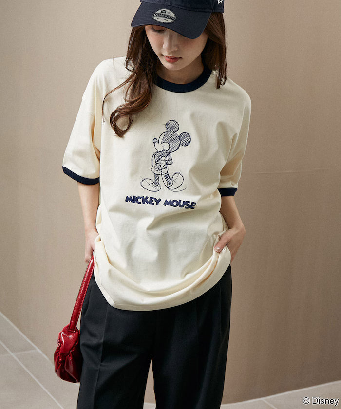 <Functional Material>Mickey Mouse/Sketch Ringer T-Shirt Limited Edition
