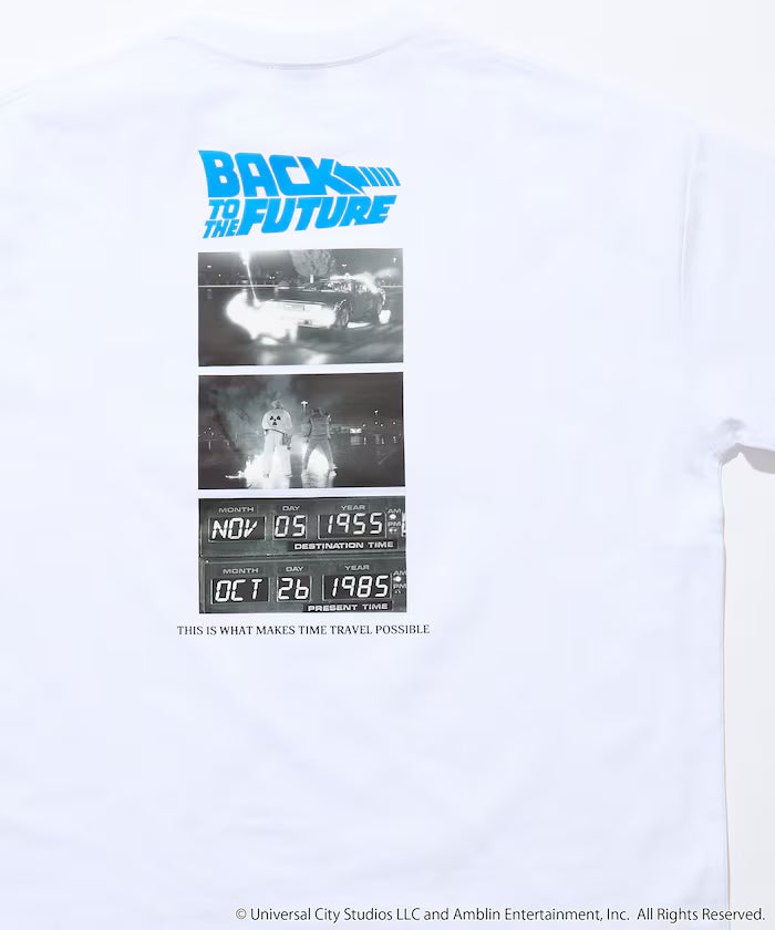 [BACK TO THE FUTURE] Limited Edition Big Silhouette Back Print Crew Neck T-Shirt [Limited Release] - White