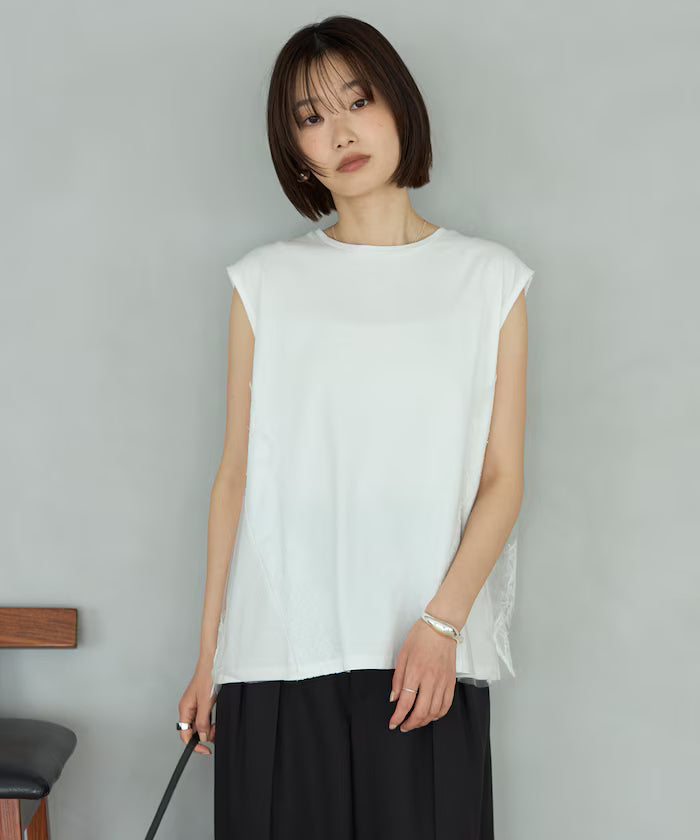 Organic Cotton Tulle Lace Docking Top