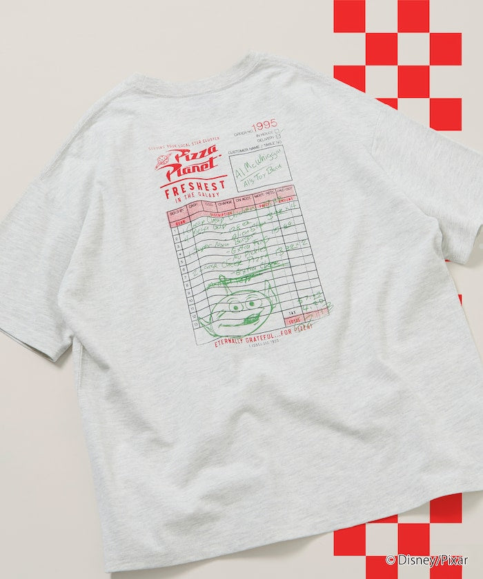 [TOY STORY] Exclusive Big Silhouette Back Print Crew Neck T-Shirt / Pizza Planet [Limited Edition] - Ash Gray
