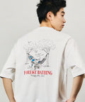 Limited Edition Relaxed Fit Back Print Crew Neck T-Shirt FOREST BATHING MAN TEE - White