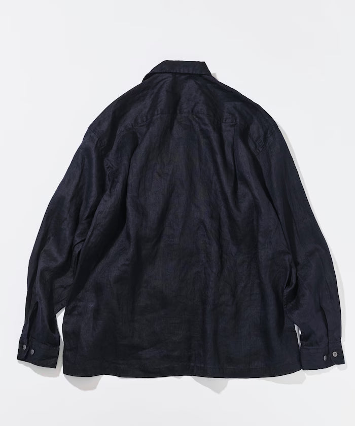 Linen Open Collar Long Sleeve Shirt