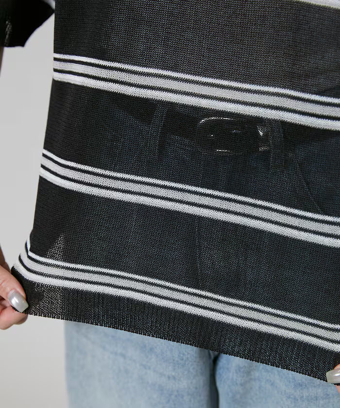 Sheer Border Short Sleeve Polo Summer Knit Limited Release