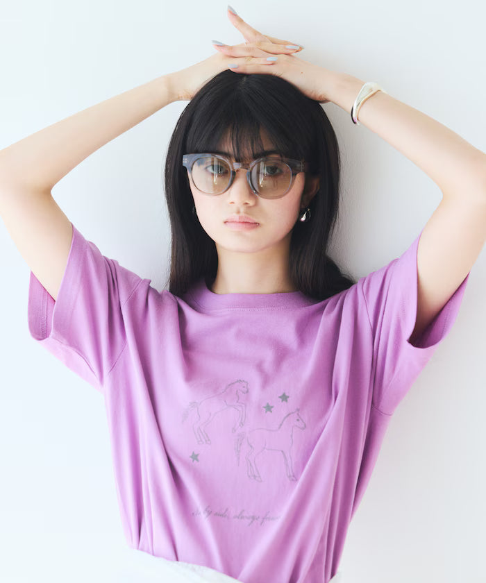 Comfortable Horse Print Crew Neck T-Shirt