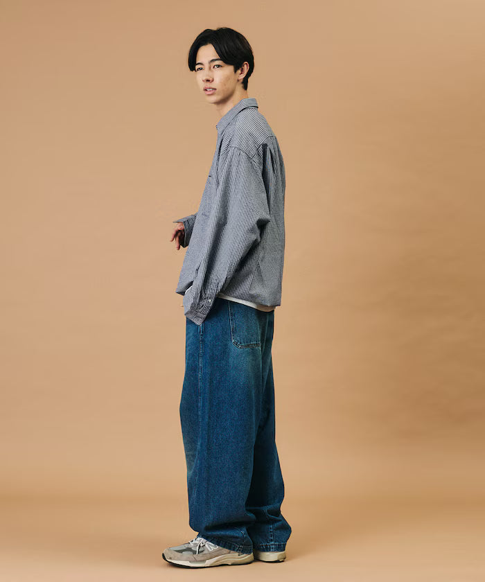 FREAK'S STORE for BEACH & FES Seersucker Spindle Regular Collar Long Sleeve Shirt