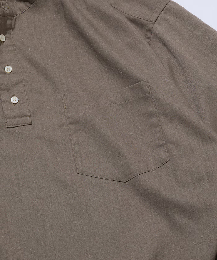 Relax Fit Linen Mix Band Collar Pullover Shirt [Limited Edition]