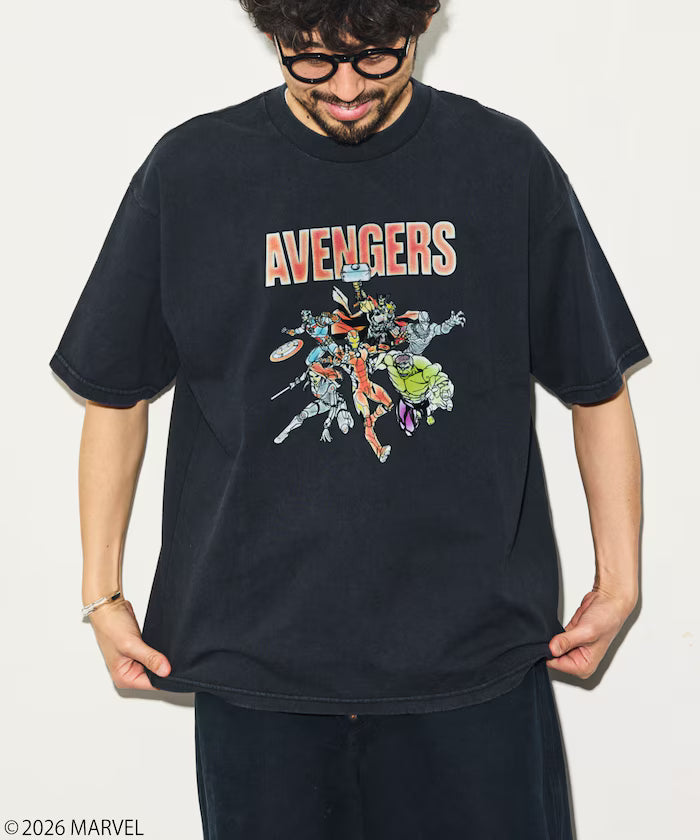 MARVEL/Marvel Avengers Crew Neck T-Shirt / Electrostatic Flock Processing
