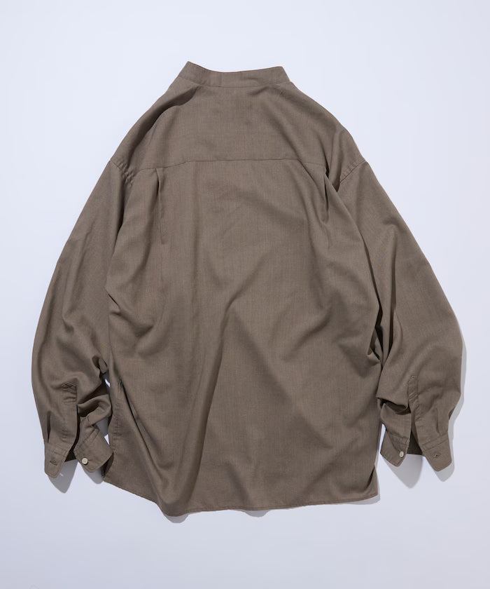 Relax Fit Linen Mix Band Collar Pullover Shirt [Limited Edition]
