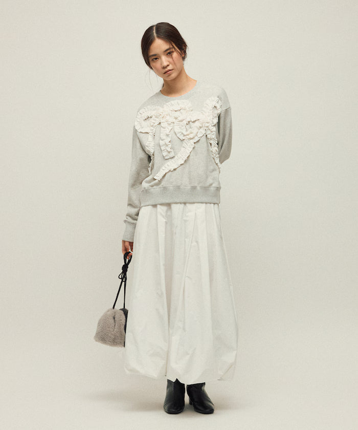 Organic Cotton Gather Ribbon Sweat / Relaxed Fit / French Terry Sweat