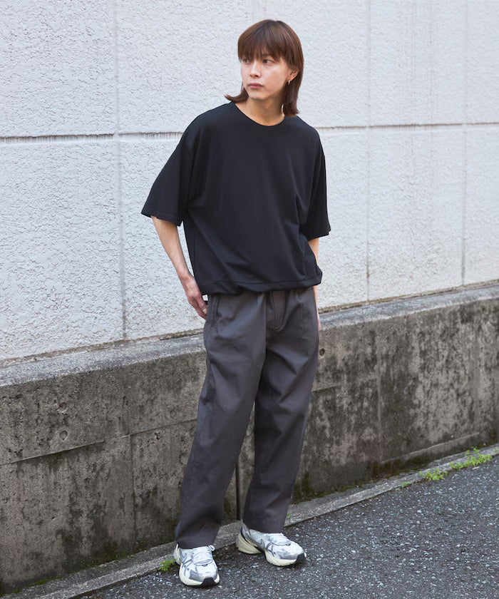 Functional Material Poncho Adjuster T-Shirt / Short Sleeve T-Shirt with Drawcord / Contact Cooling / UV Cut / Quick Dry