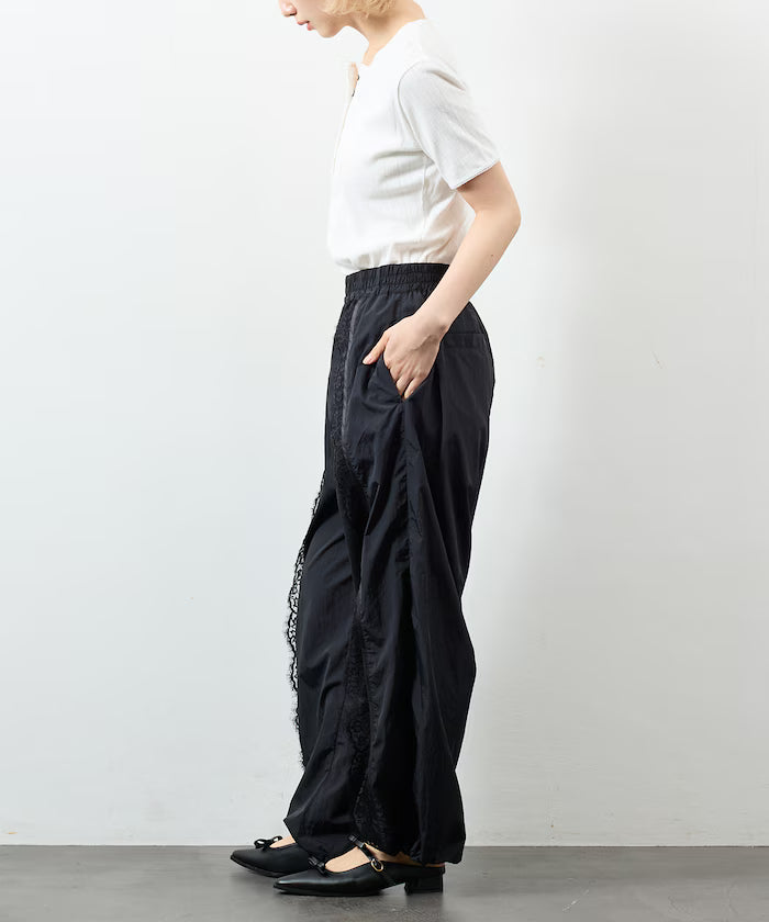 Nylon Lace Easy Wide Pants