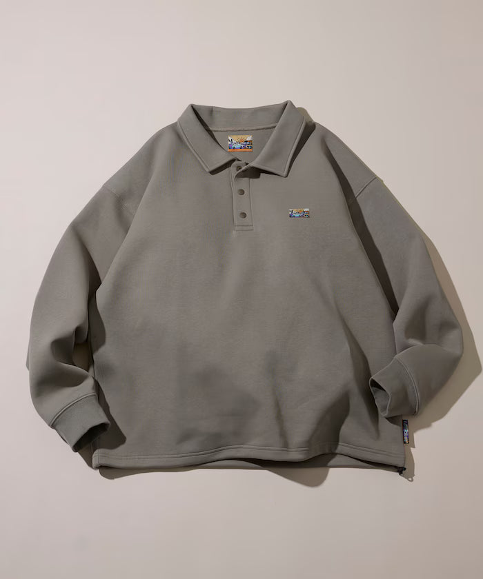 Big Silhouette Spindle Cardboard One Point Logo Polo Color Sweat - Beige