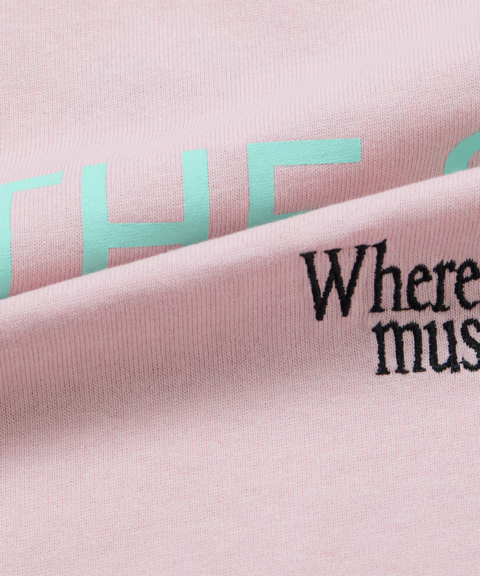 Big silhouette one-point embroidery back print hem code pocket T-shirt [Limited Edition]