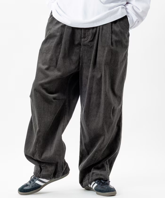Wide Silhouette Corduroy Military Circus Pants / Snow Pants 【Limited Edition】 - Charcoal Gray