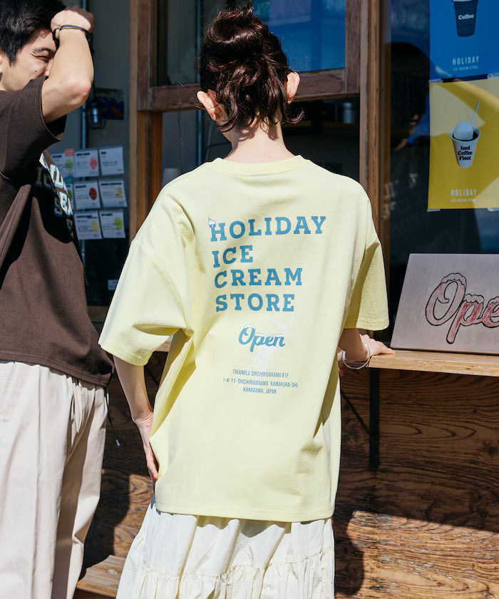 HOLIDAY ICECREAM×FREAK'S STORE Collaboration Big Silhouette Back Print Crew Neck T-Shirt [Limited Edition]