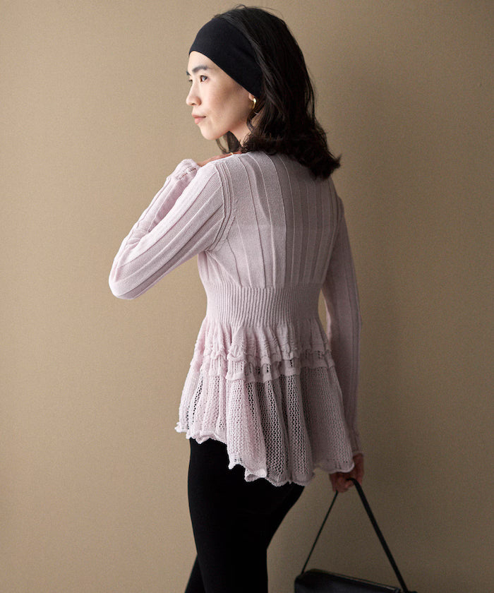 Japan-made Whole Garment Peplum Cardigan