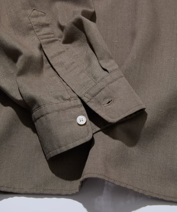 Relax Fit Linen Mix Band Collar Pullover Shirt [Limited Edition]