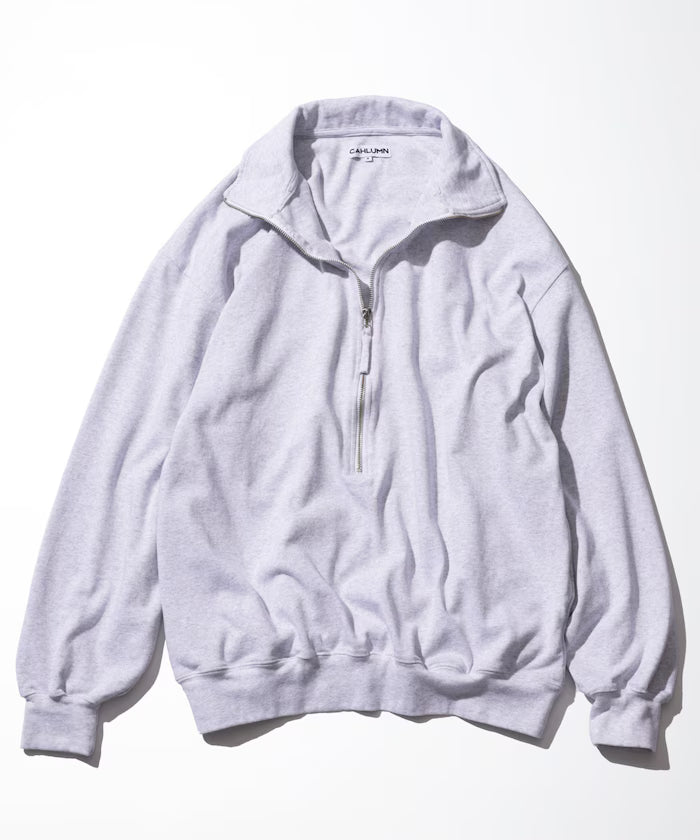 Heavy Weight Jersey 3/4-Zip Cadet Collar Shirt - Light Gray