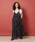 Flower Handkerchief Embroidered Camisole Dress - Black