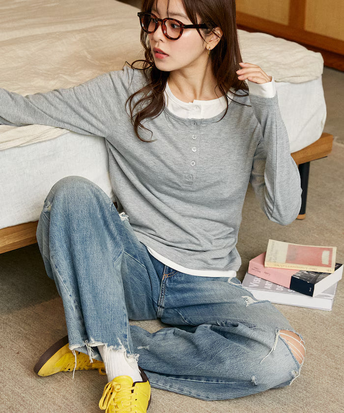 Henry Neck Layered Long Sleeve T Limited Edition