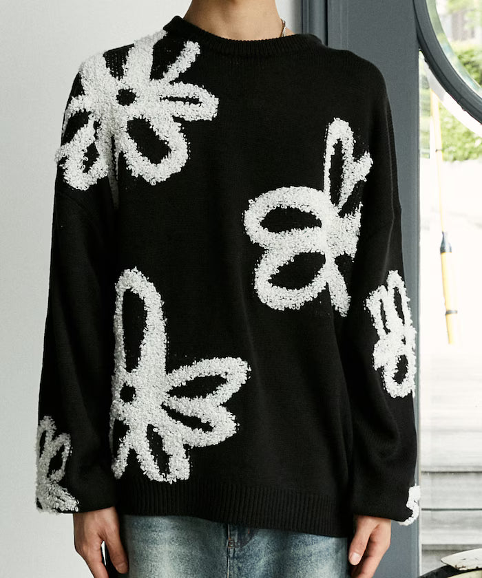 Boucle Flower Pattern Pullover Knit [Limited Edition]