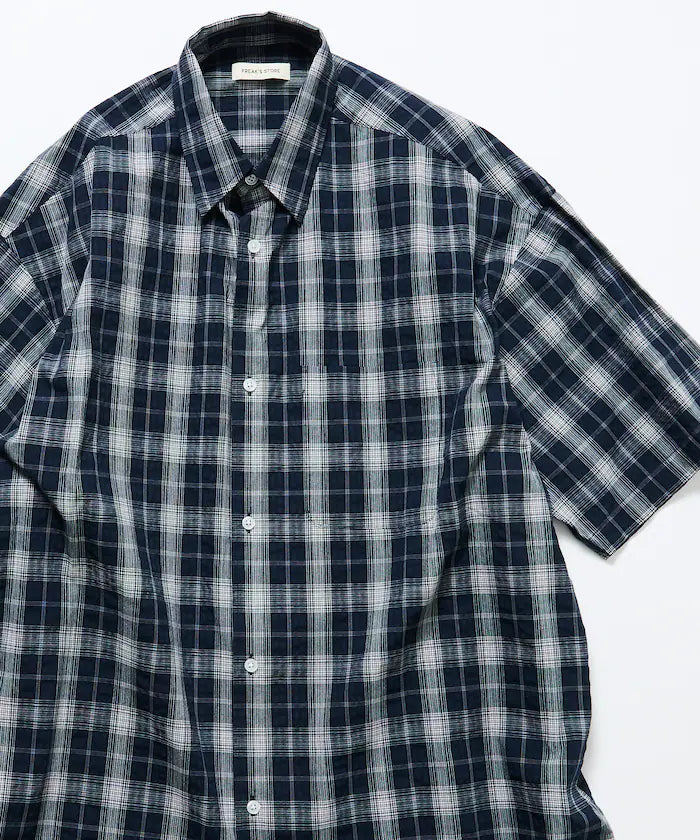 Relax Fit Regular Collar Sheer Seersucker Short Sleeve Shirt 【Limited Edition】