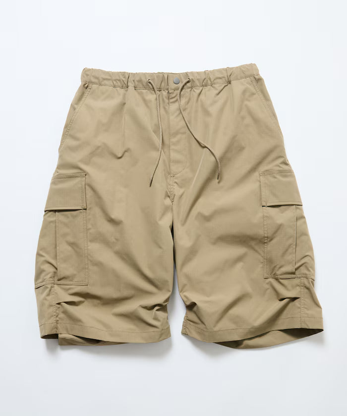 Quick Dry Fabric Wide Silhouette Poly Rip Cross Short Cargo Pants/UV Cut/Quick Dry 【Limited Release】
