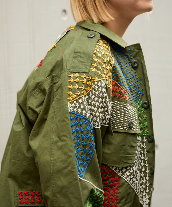 Vintage Hand-Stitch Remake Military Shirt Plain