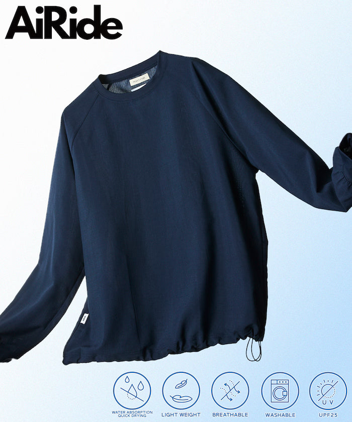 AiRide/Air Ride Relax Fit Raglan Long Sleeve Pullover/Pocketable/Quick Dry/UV Cut [Limited Edition] - Navy
