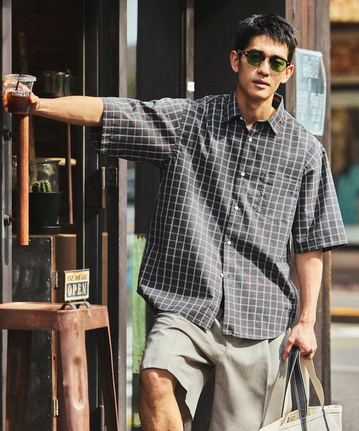 AIRDRY HIGH TECHYARN High-performance material broad regular collar shirt short sleeve quick-drying moisture absorption