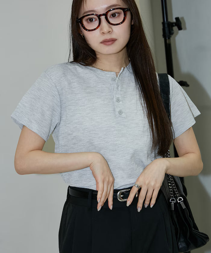 Light Waffle Henley Neck T-Shirt Limited Edition